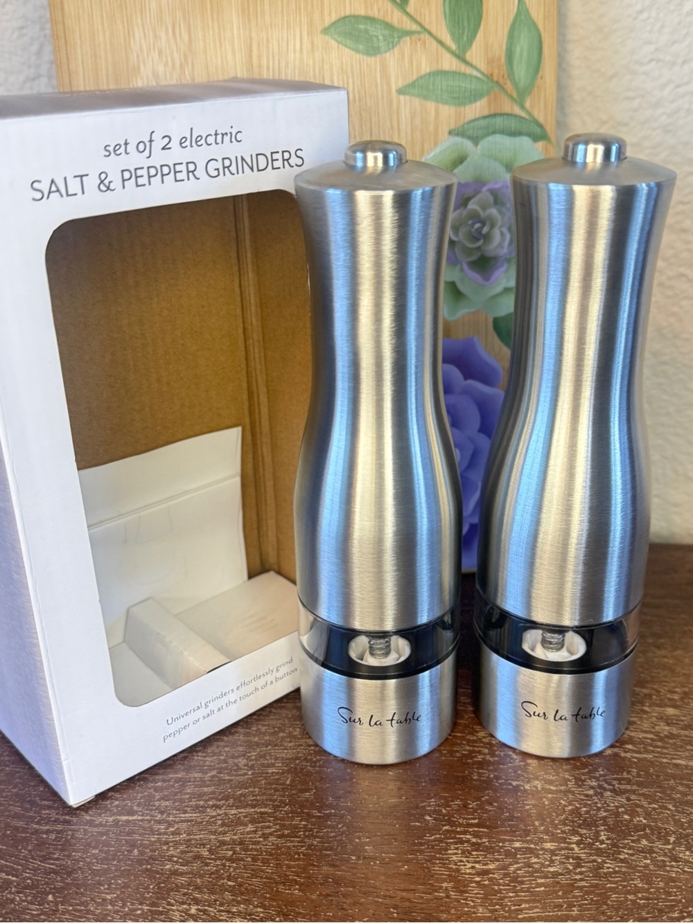 Sur La Table Stainless Steel Electric Salt & Pepper Grinder Set - Picture 9 of 16